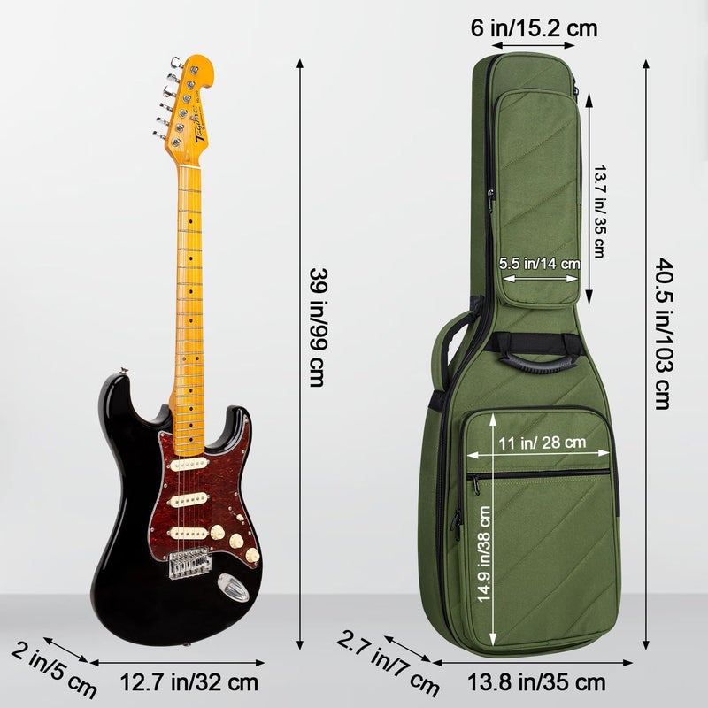 MUZNOTE Store Guitar Bag Electric Case Reinforced 0.7 In Thick Sponge Soft Padded Guitar Case with 3 Pockets Electric Guitar Gig Bag, Neck Cradle,Back Hanger Loop for 39 Electric Guitars - Image 2
